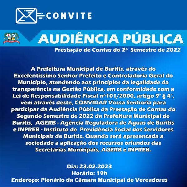EDITAL DE CONVOCAÇÃO N°.001/2023 Audiência Pública