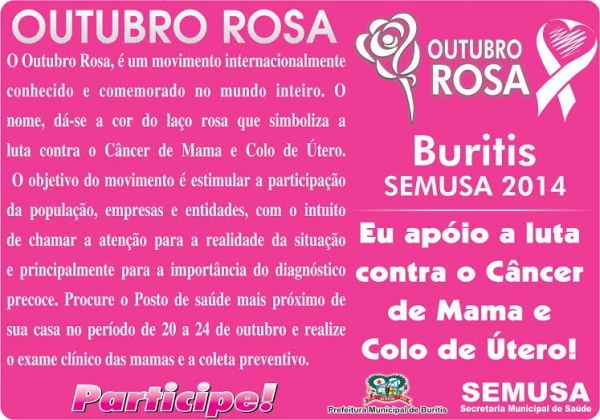 Campanha Outubro Rosa Prefeitura de Buritis